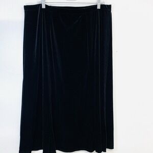 Elementz Black Velvet Maxi Skirt Size 1X  Elastic Waist A Line Whimsygoth Party